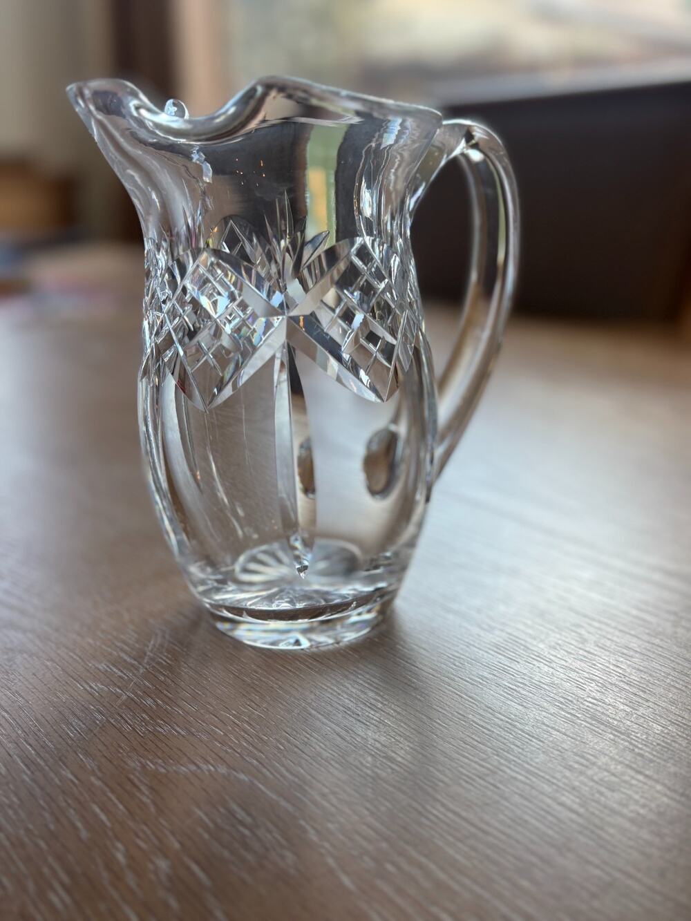 Vintage Waterford Crystal Martini Pitcher Ice Lip Criss Cross Fan Cut 24oz